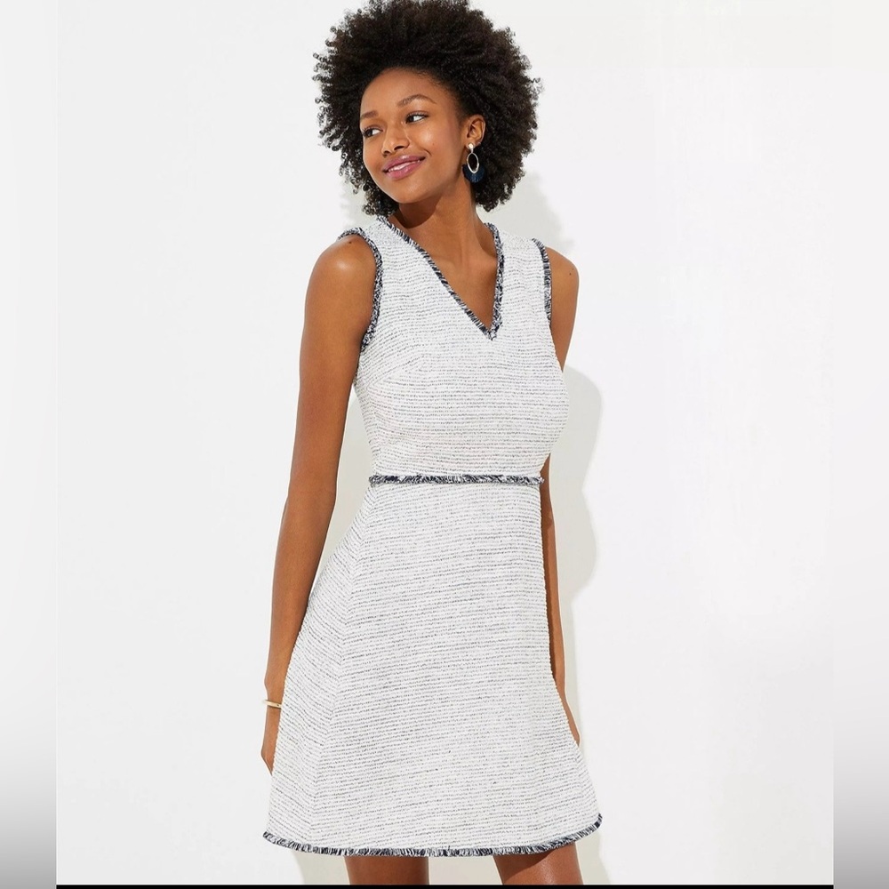 LOFT Fringe‎ Boucle Flare Dress